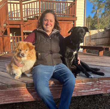 Jacqueline Serrano, Ph.D., and her dogs 